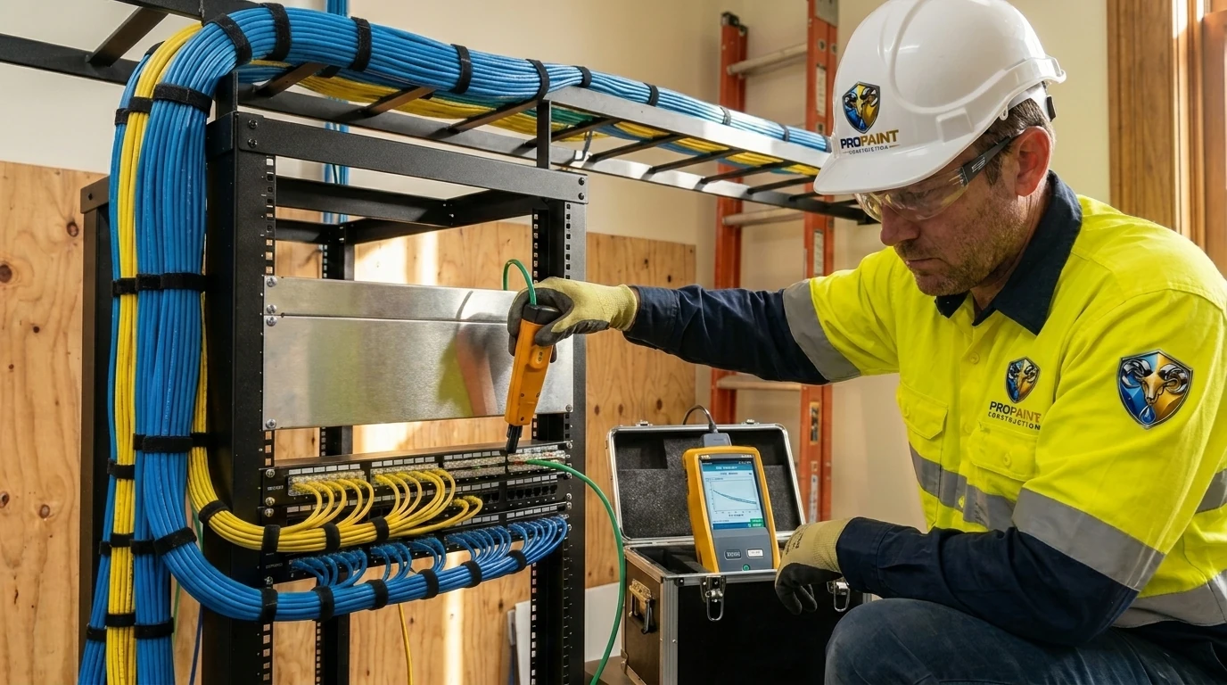 Structured cabling, intercom and AV installation - ProPaint Construction, Michigan